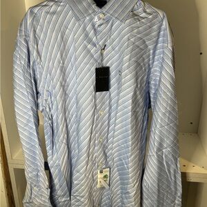 J. Ferrar Light Blue and White Striped Dress Shirt